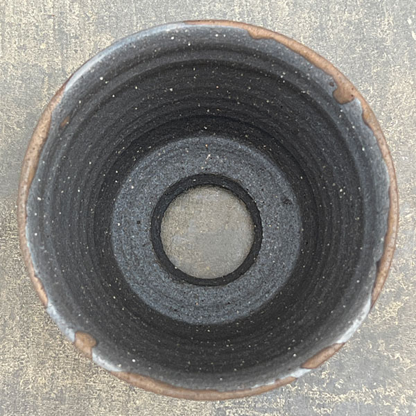 信楽焼き：金彩流し段型 M（直径約12cm）