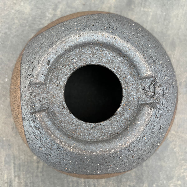 信楽焼き：金彩流し丸 M（直径約11.5cm）