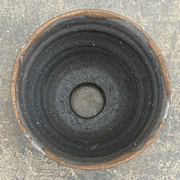 信楽焼き：金彩流し段型 S（直径約9cm）