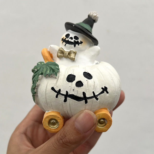 ハロウィンレジンオーナメント25-Cゴースト*パンプキンWH/ ホワイト（HGHW03WH）