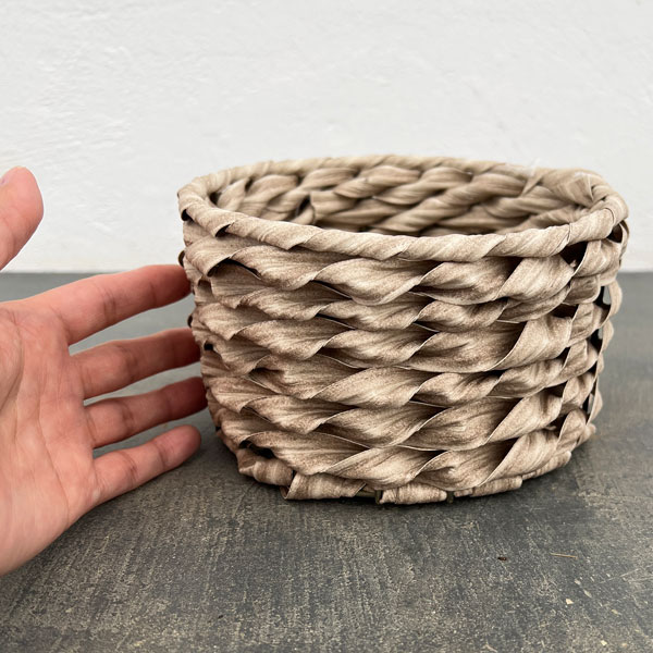 PE製バスケット:円柱浅型/直径15cm/サンドベージュ