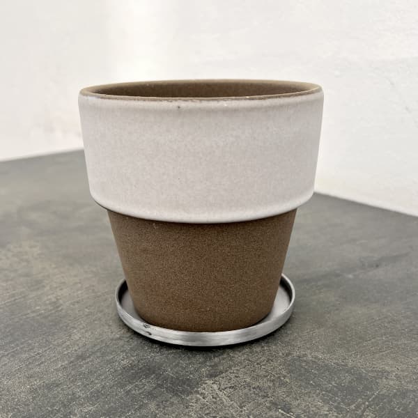 リムカラープランター120（直径約12.2cm）ホワイト・受け皿付き