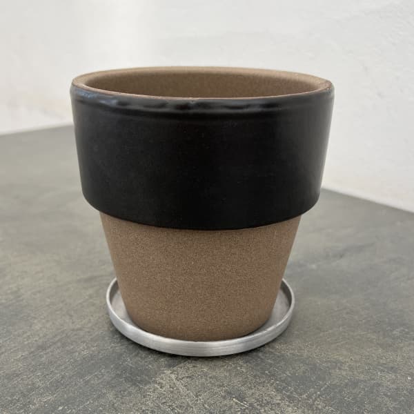 リムカラープランター120（直径約12.2cm）ブラック・受け皿付き