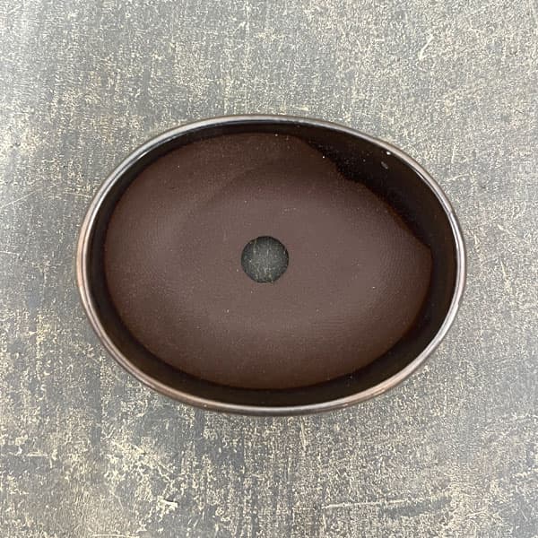 瀬戸焼盆栽鉢:ミニプランター ブロンズ 楕円(幅11cm、奥行8cm)
