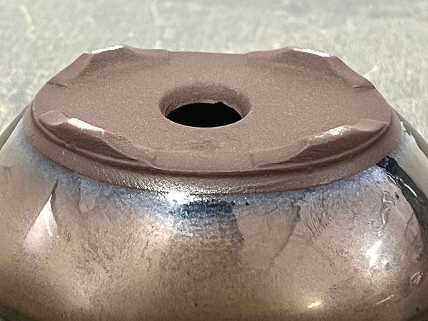 瀬戸焼盆栽鉢:ミニプランター ブロンズ 楕円(幅11cm、奥行8cm)