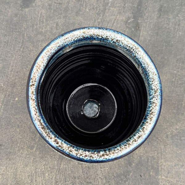 スパイラル ポット アンド ソーサー：ブルー／Sサイズ（直径10.3cm、高さ11.4cm）