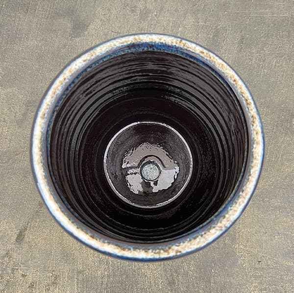 スパイラル ポット アンド ソーサー:ブルー/Mサイズ(直径14.5cm、高さ14cm)