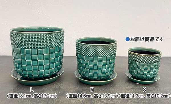 プラッド ポット アンド ソーサー:グリーン/Sサイズ(直径11.3cm、高さ10.2cm)