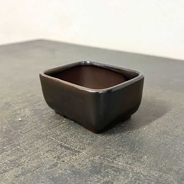 瀬戸焼盆栽鉢：ミニプランター ブロンズ 長方形（幅9.9cm、奥行7.9cm）