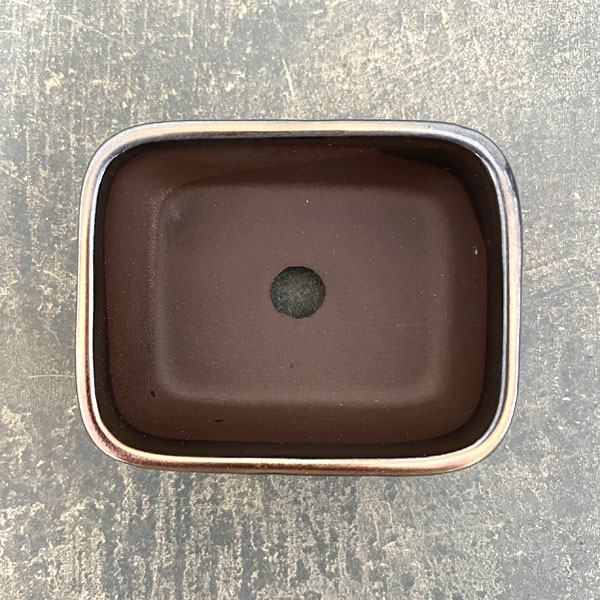 瀬戸焼盆栽鉢：ミニプランター ブロンズ 長方形（幅9.9cm、奥行7.9cm）