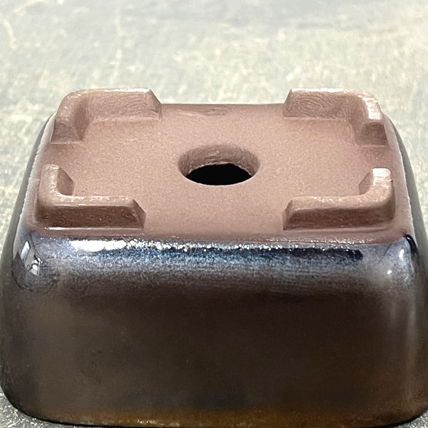 瀬戸焼盆栽鉢：ミニプランター ブロンズ 長方形（幅9.9cm、奥行7.9cm）