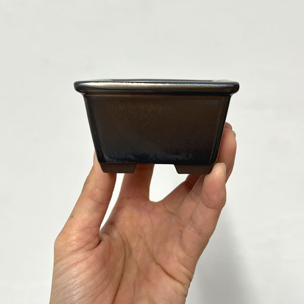 瀬戸焼盆栽鉢：ミニプランター ブロンズ 正方形（幅7.9cm、奥行7.9cm）