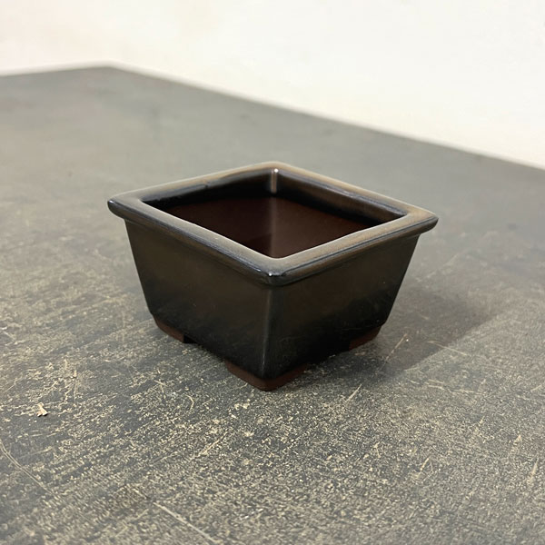 瀬戸焼盆栽鉢：ミニプランター ブロンズ 正方形（幅7.9cm、奥行7.9cm）