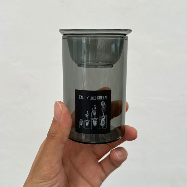 ミニバルブベース水栽培ガラスベース グレー 8.5cm (KEGY4052GY)