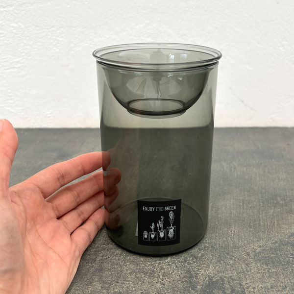 バルブベース 水栽培ガラスベース グレーショート(KEGY4060GY)(容器のみ)