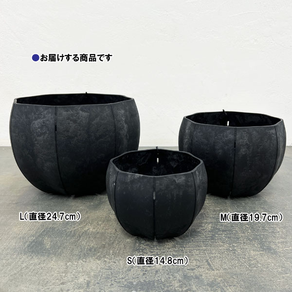Sen シリーズ：ローリーポット 丸 Lサイズ（直径24.7cm）ブラック