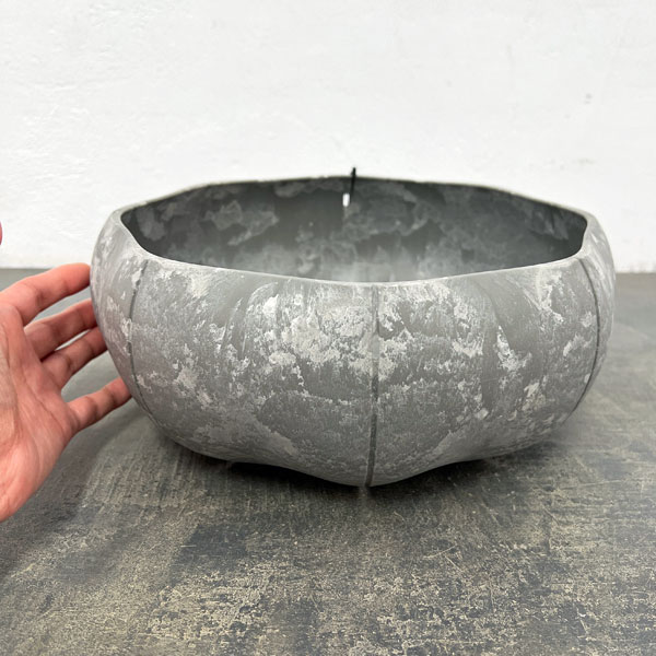 Sen シリーズ：ローリーポット 丸・浅型 Lサイズ（直径27.2cm）グレー