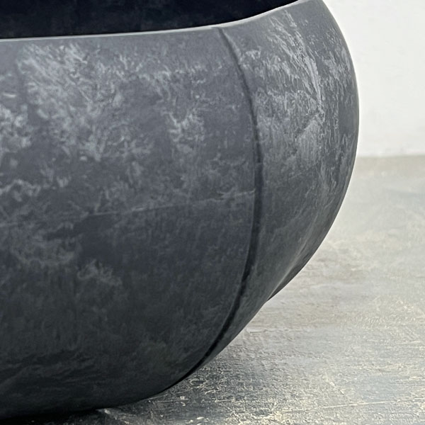 Sen シリーズ：ローリーポット 丸・浅型 Lサイズ（直径27.2cm）ブラック