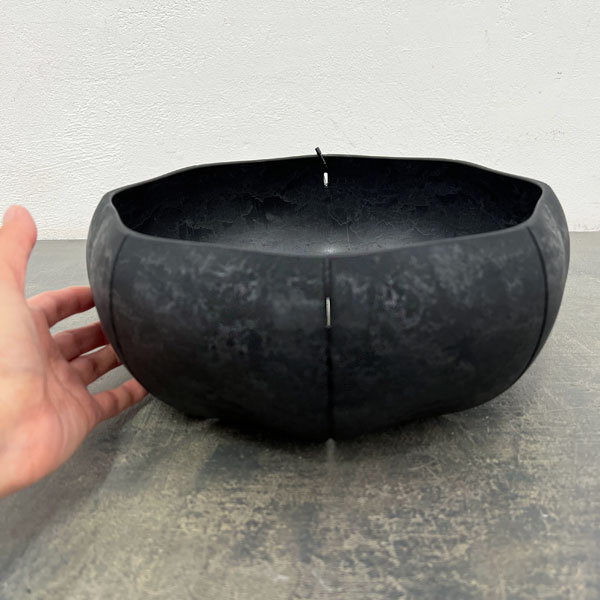 Sen シリーズ：ローリーポット 丸・浅型 Lサイズ（直径27.2cm）ブラック