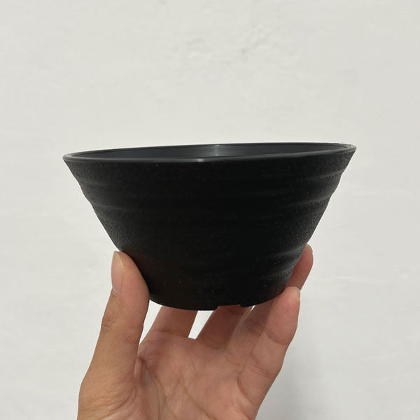 セラアート平鉢ブラック4号サイズ穴あり 50個セット