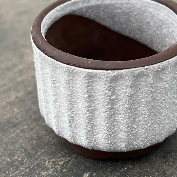 マメポットC　丸形縦筋・鉢色おまかせ1鉢（直径約4.8cm）