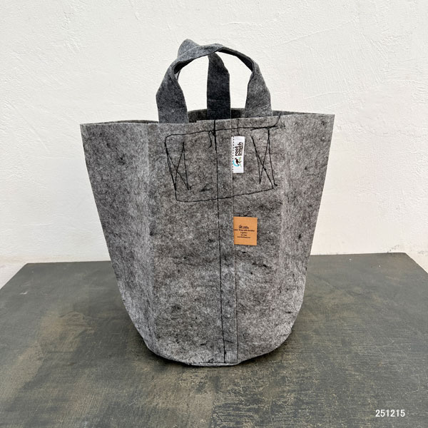 ルーツポーチ：グレー6ガロン・持手あり（幅=直径29cm、高さ36cm）