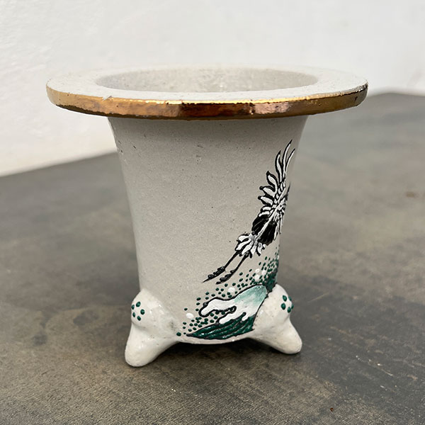 オモト鉢:錦鉢 鶴【260117】/外径10.8cm(内径7.5cm)