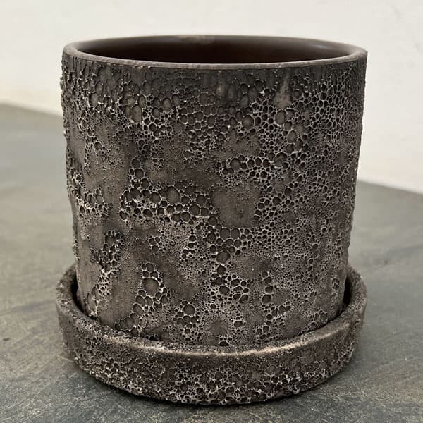 ジュリア：濃グレイM（直径10cm）・受け皿付