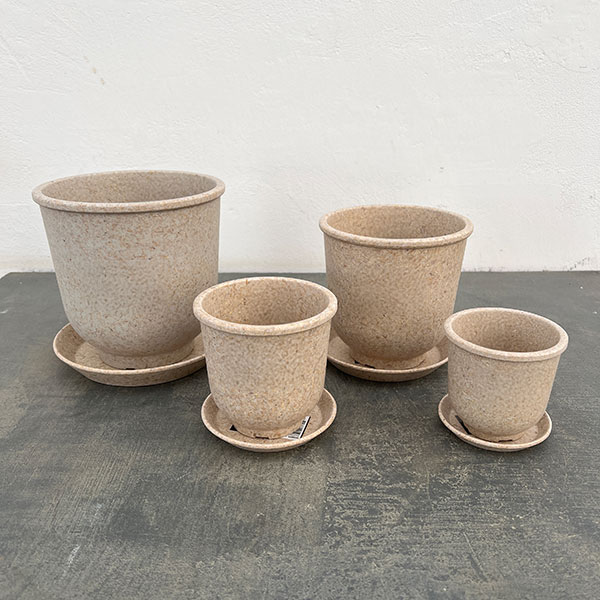 スプラウトエコポット&ソーサー:アイボリー/SS、S、M、L 4種セット