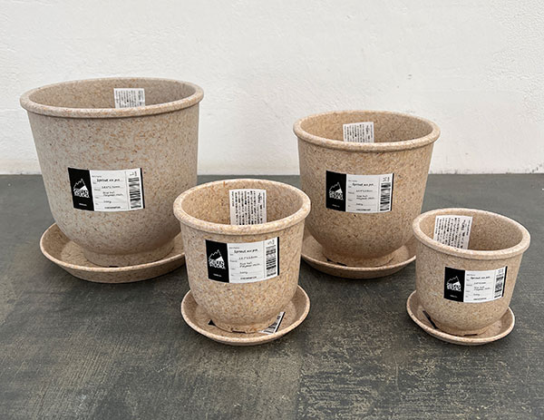 スプラウトエコポット&ソーサー:アイボリー/SS、S、M、L 4種セット