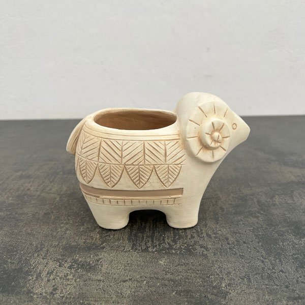 アフリカンアニマルポット：ひつじ　ホワイト（CP2625WH）幅17cm高さ12cm