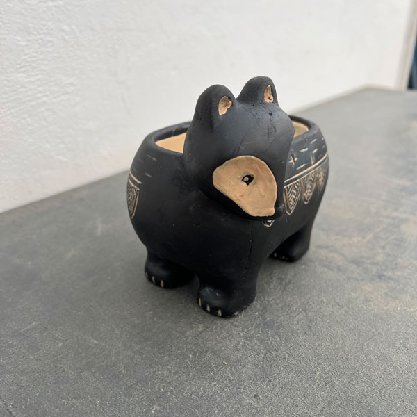 アフリカンアニマルポット：たぬき　ブラック（CP2627BK）幅15.5cm高さ12cm