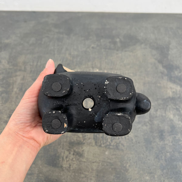 アフリカンアニマルポット：たぬき　ブラック（CP2627BK）幅15.5cm高さ12cm