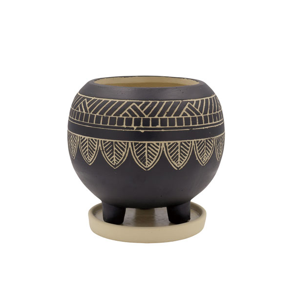 アフリカンポット07　ブラック（CP2637BK）/直径15cm