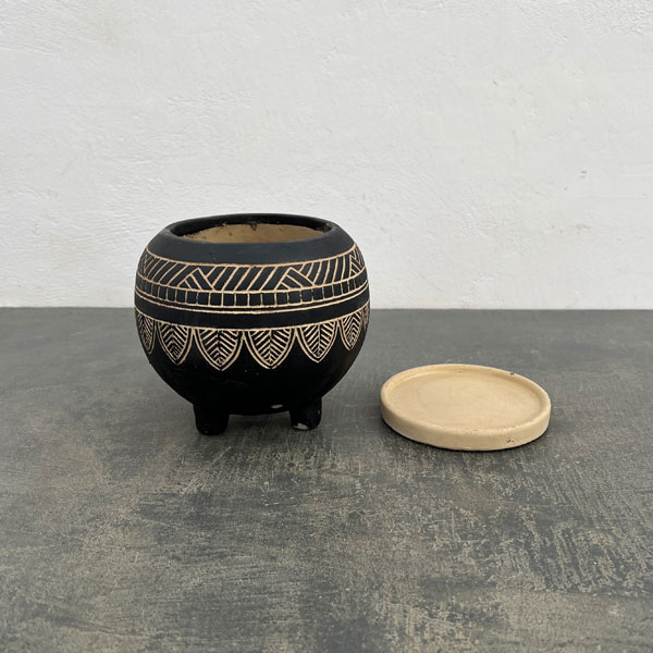 アフリカンポット07　ブラック（CP2637BK）/直径15cm