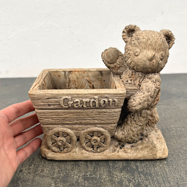 ヴィンテージベアーポットA カート ブラウン（GR2608BR）幅17cm高さ16.5cm