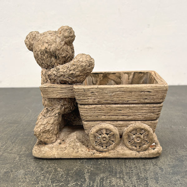 ヴィンテージベアーポットA カート ブラウン（GR2608BR）幅17cm高さ16.5cm