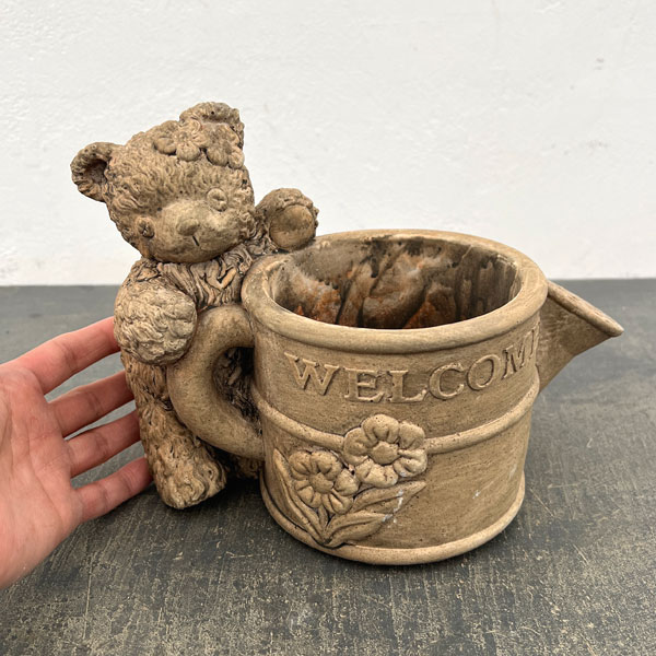 ヴィンテージベアーポットB　ジョウロ ブラウン（GR2609BR）幅22cm高さ17cm