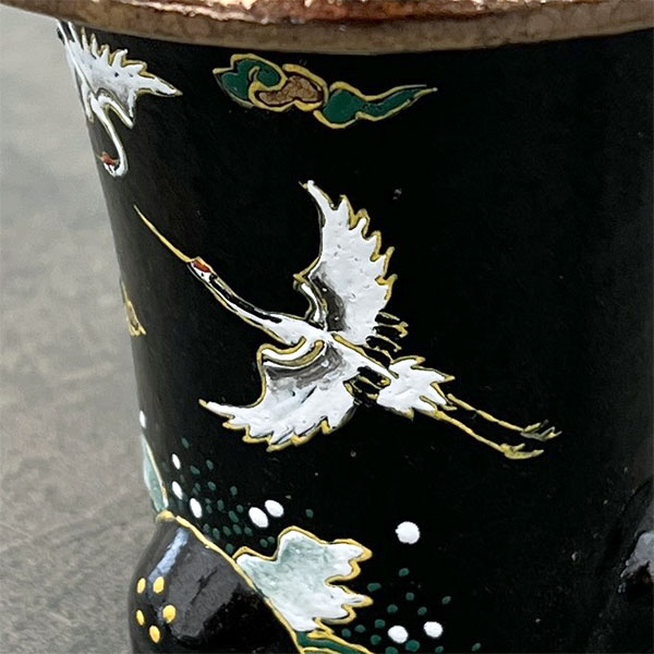 オモト（万年青）：瑞泉（ずいせん）　錦鉢（鶴）植え（内径約7ｃｍ、外径約11ｃｍ）【現品販売263618】