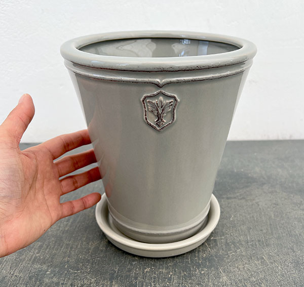 クリスマスローズ専用鉢：Rose de Noel Parfaite（グレー）　Mサイズ（5号）・皿付