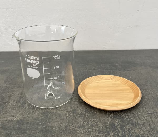 HARIO ビーカーの穴あき鉢 1000ml 鉢皿付き(適応号数3.5~4号、直径11cm、高さ15.1cm)