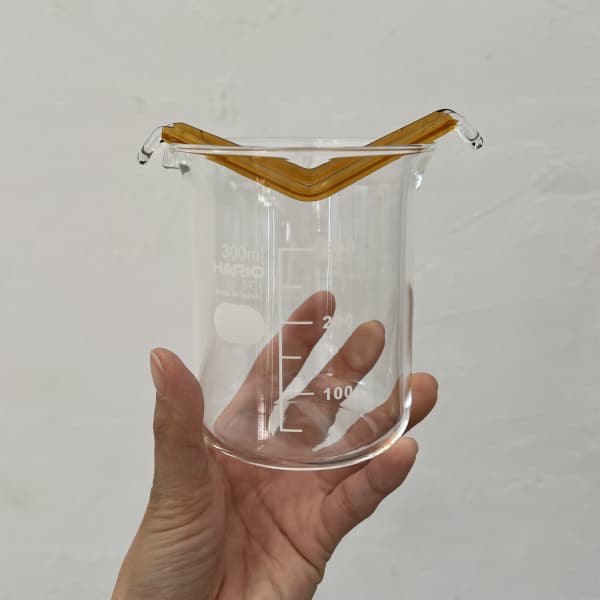 HARIO バルブベース 水栽培ガラスベース 水辺のハンモック アンバー（ビーカー付き）MHK-300-AB（直径11.5cm、高さ11cm、容量300ml）