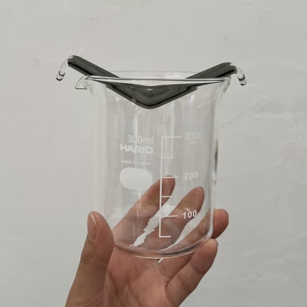 HARIO バルブベース 水栽培ガラスベース 水辺のハンモック チャコールグレー（ビーカー付き）MHK-300-CG（直径11.5cm、高さ11cm、容量300ml）