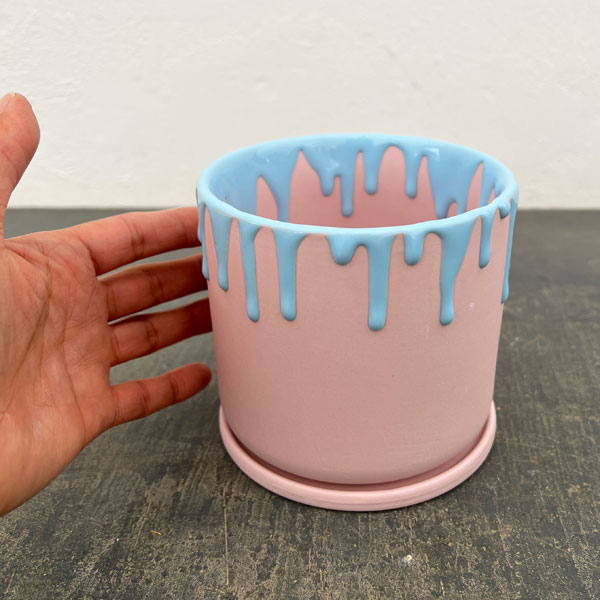 ドリーナ11P(直径11cm)ピンク&ブルー・皿付/84090