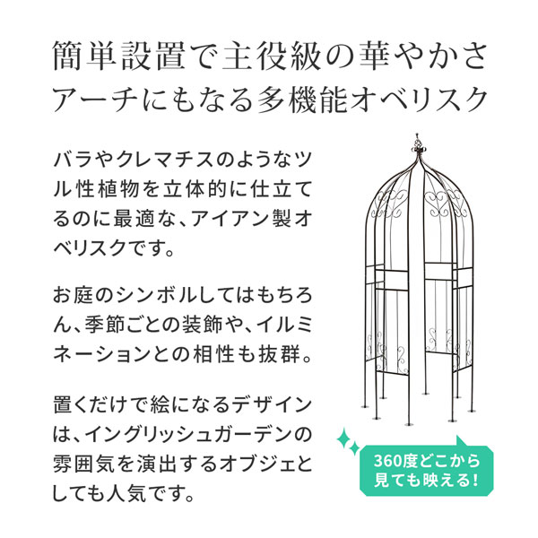 [送料無料]アイアンハーフアーチ（オベリスクキット）ホワイト(IF-N0035WHT)