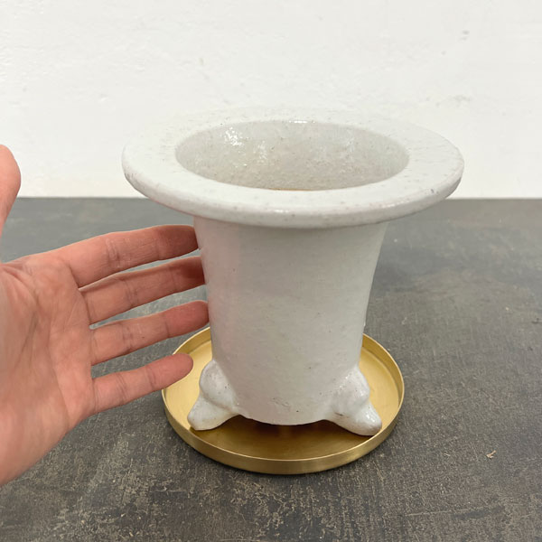 RAKU プランター 白 O-95（直径約14cm）・受け皿付き