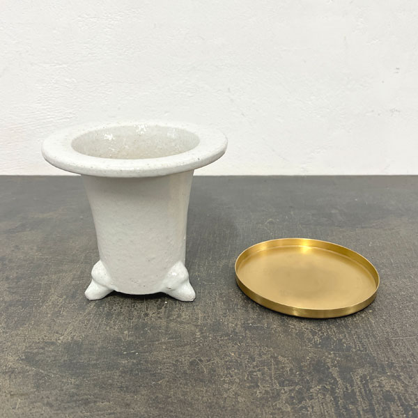 RAKU プランター 白 O-95（直径約14cm）・受け皿付き