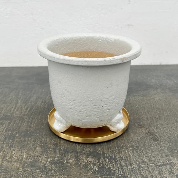 RAKU プランター 白 K-105(直径約14cm)・受け皿付き