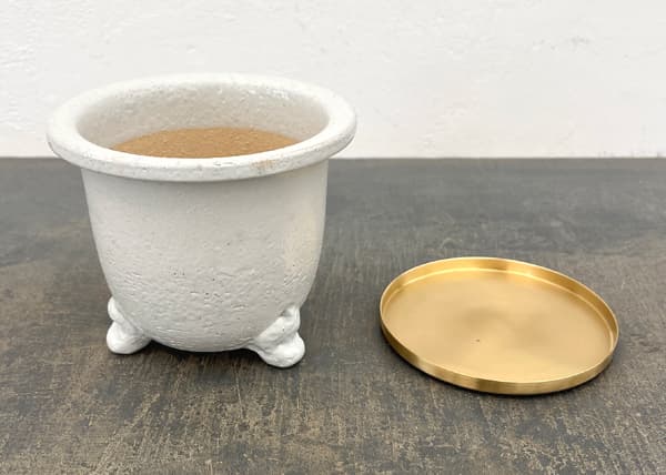 RAKU プランター 白 K-105(直径約14cm)・受け皿付き