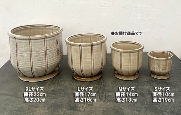 エンシェント ポット アンド ソーサー Mサイズ アイボリー（直径14cm×高さ13.2cm）